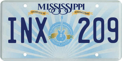 MS license plate INX209