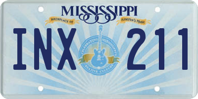 MS license plate INX211