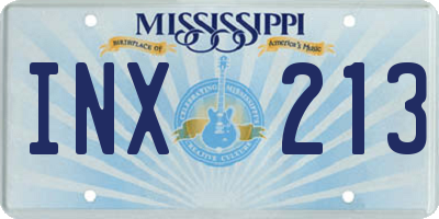 MS license plate INX213