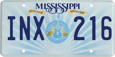 MS license plate INX216