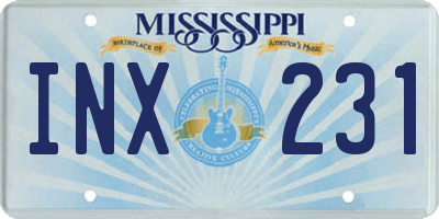 MS license plate INX231