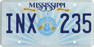 MS license plate INX235