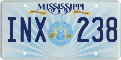 MS license plate INX238