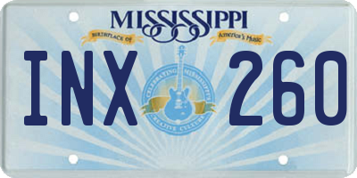 MS license plate INX260