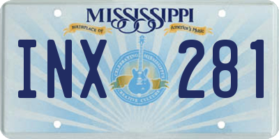 MS license plate INX281