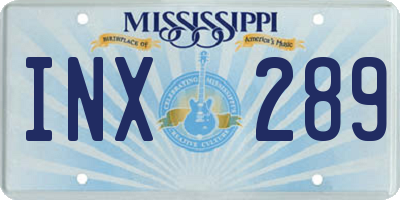 MS license plate INX289