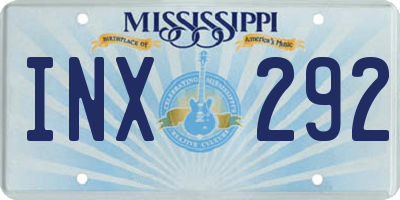 MS license plate INX292