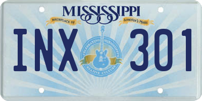 MS license plate INX301