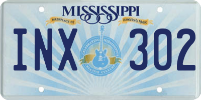 MS license plate INX302