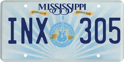 MS license plate INX305