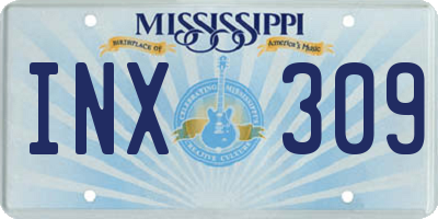 MS license plate INX309
