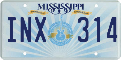 MS license plate INX314