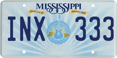 MS license plate INX333