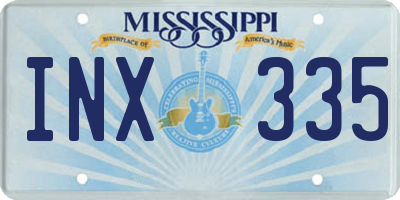MS license plate INX335