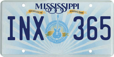 MS license plate INX365