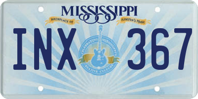 MS license plate INX367