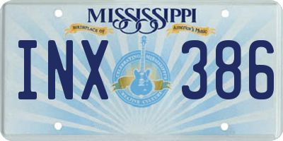MS license plate INX386