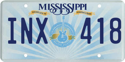 MS license plate INX418