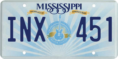 MS license plate INX451