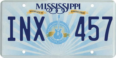 MS license plate INX457