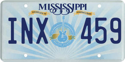 MS license plate INX459