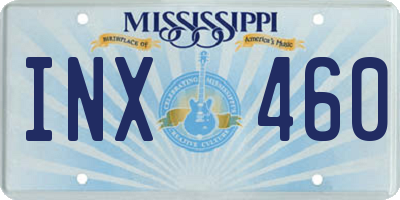 MS license plate INX460