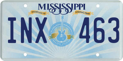 MS license plate INX463