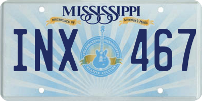MS license plate INX467