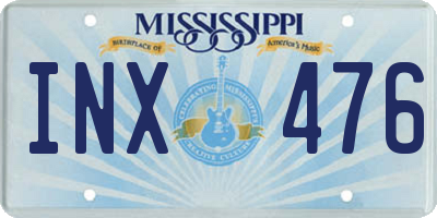 MS license plate INX476