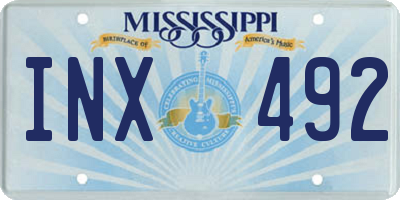 MS license plate INX492