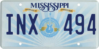 MS license plate INX494