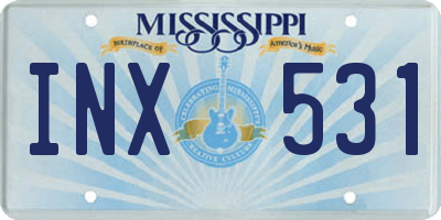 MS license plate INX531