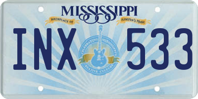 MS license plate INX533
