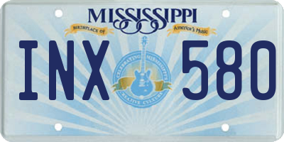 MS license plate INX580