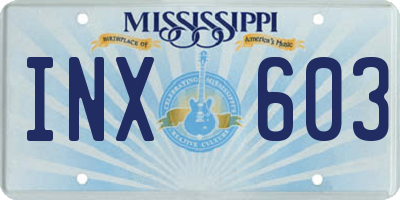 MS license plate INX603