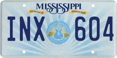 MS license plate INX604