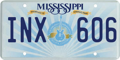 MS license plate INX606