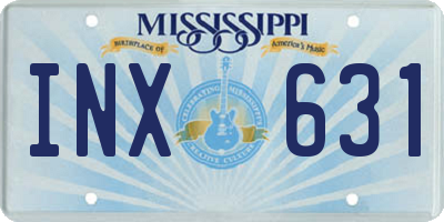 MS license plate INX631