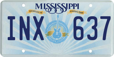 MS license plate INX637