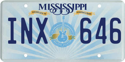 MS license plate INX646