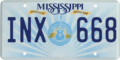 MS license plate INX668