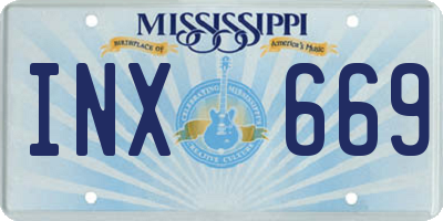 MS license plate INX669