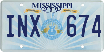 MS license plate INX674