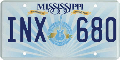 MS license plate INX680