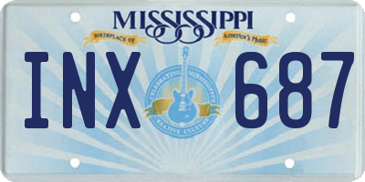 MS license plate INX687