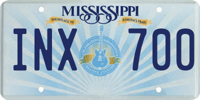 MS license plate INX700