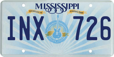 MS license plate INX726