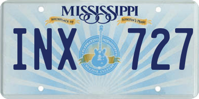 MS license plate INX727
