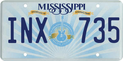 MS license plate INX735