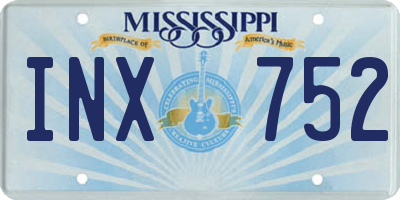 MS license plate INX752